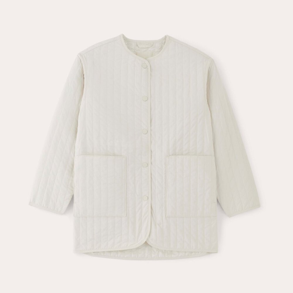 Everlane Women's Midi Quilted Liner in Bone White, Size Extra Large